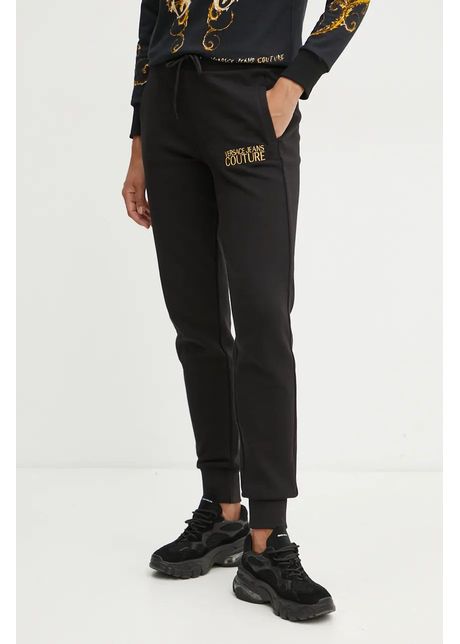 Versace jeans couture pantaloni de trening din bumbac culoarea negru cu imprimeu 77haat06 cf01t