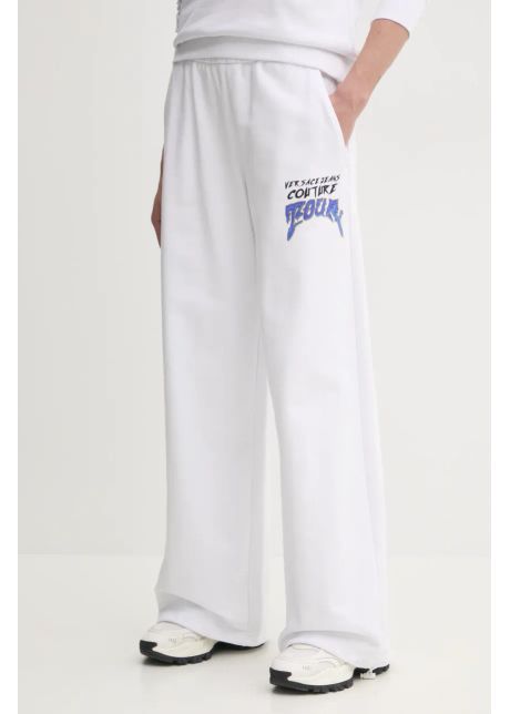 Versace jeans couture pantaloni de trening din bumbac femei culoarea alb cu imprimeu 78haac07 cf00c