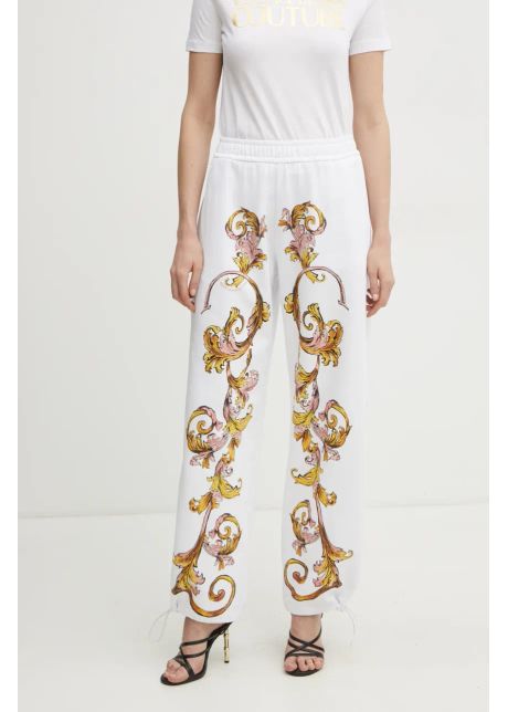 Versace jeans couture pantaloni de trening din bumbac femei culoarea alb modelator 78haa3p0 fs194