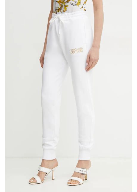 Versace jeans couture pantaloni de trening din bumbac femei culoarea alb neted 78haat06 cf01t