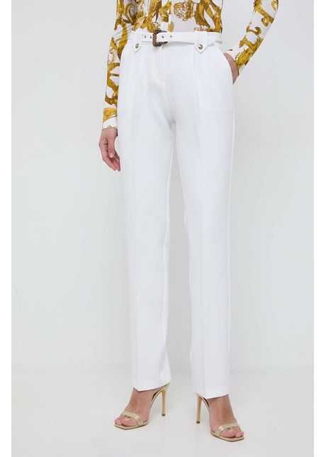 Versace jeans couture pantaloni femei culoarea bej fason tigareta high waist