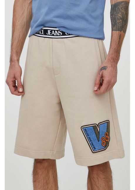 Versace jeans couture pantaloni scurti din bumbac culoarea maro