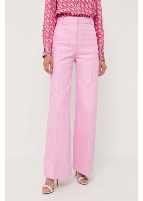 Victoria beckham pantaloni femei culoarea roz lat high waist