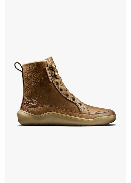 Vivobarefoot cizme de piele gobi boot warmlined femei culoarea maro cu toc plat izolat 209439