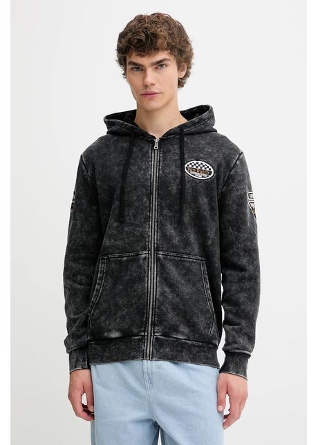 Von Dutch bluză culoarea negru, cu glugă, cu imprimeu, VD.1.SWZ.SOUL