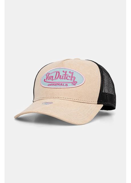 Von dutch sapca trucker boston culoarea bej cu imprimeu 7030483
