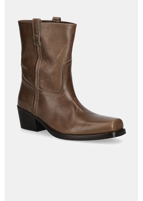 Weekend Max Mara cizme de piele Ranch culoarea maro, toc mic, 2525796034600