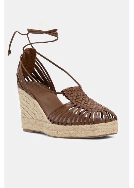 Weekend max mara espadrile de piele quirino culoarea maro toc pana 2515521115600