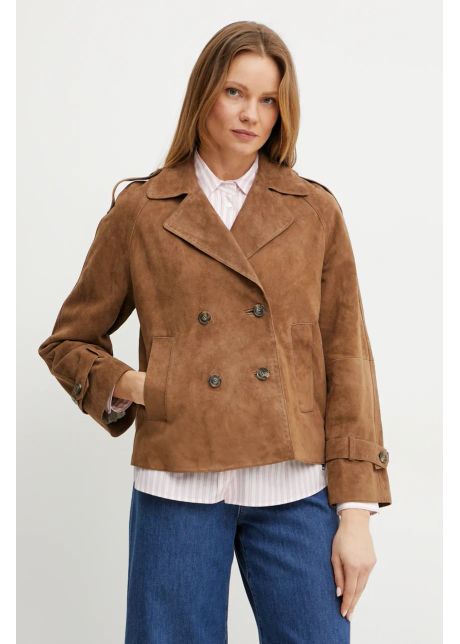 Weekend max mara geac de piele culoarea maro de tranzitie 2515441051600