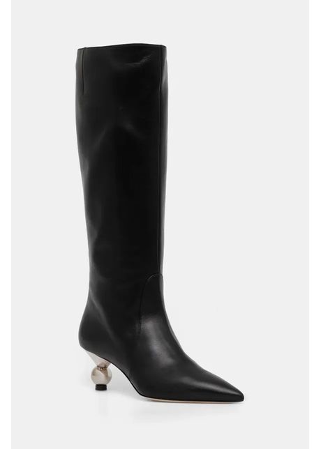 Weekend max mara ghete de piele assiro femei culoarea negru cu toc drept 2425796015600