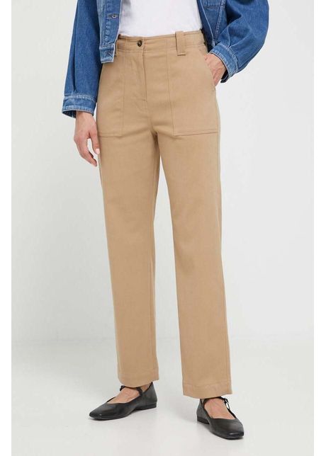 Weekend max mara pantaloni femei culoarea maro drept high waist
