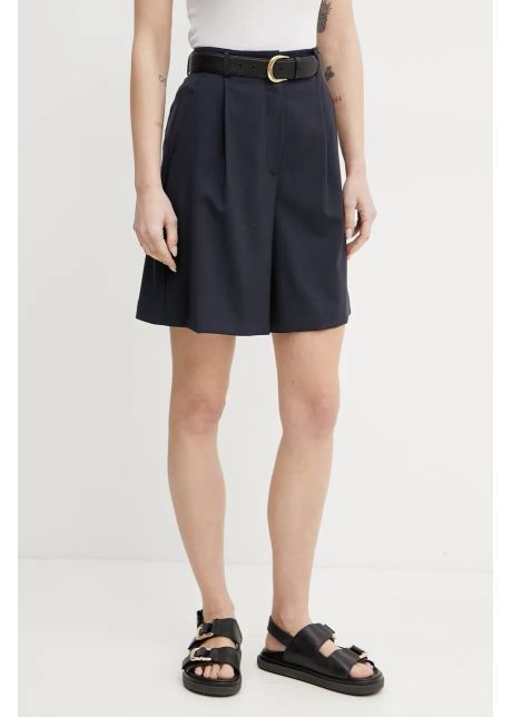 Weekend max mara pantaloni scur i din l n femei culoarea albastru marin neted high waist 2515141011600