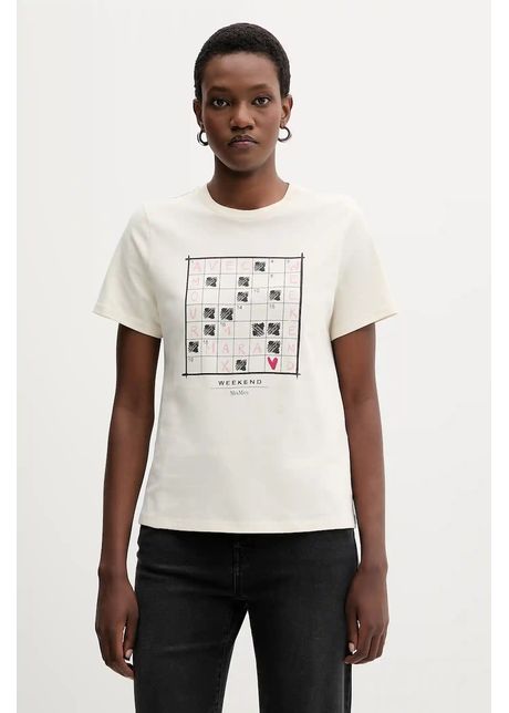 Weekend Max Mara tricou din bumbac CLOWN culoarea bej, 2525976012600