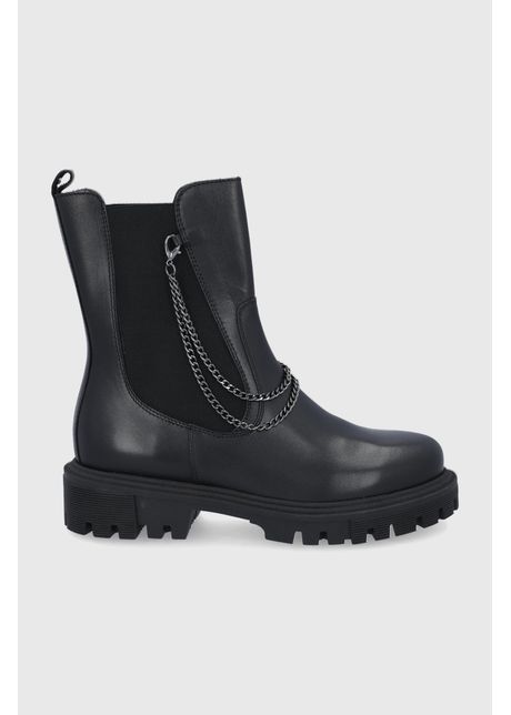 Wojas ghete chelsea de piele femei culoarea negru cu toc plat