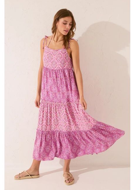 Women secret rochie culoarea violet maxi evazat 5549913
